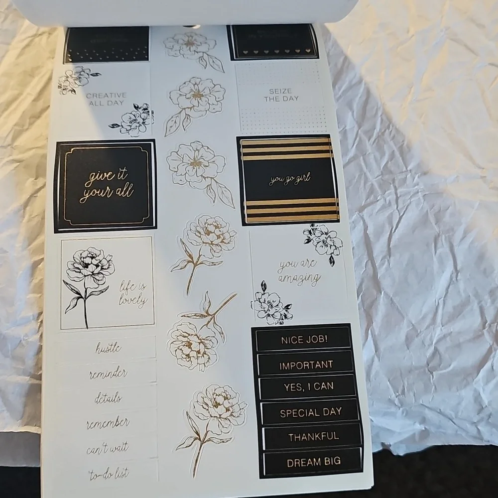 NWT Park Lane Black, White & Gold Planner Sticker Set 30 sheets